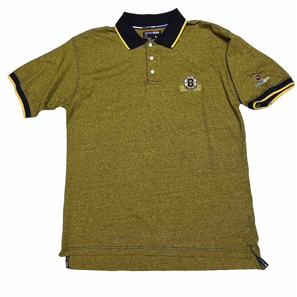 Vintage Y2K Boston Bruins NHL Hockey Polo Shirt Size Large HockeyRules
